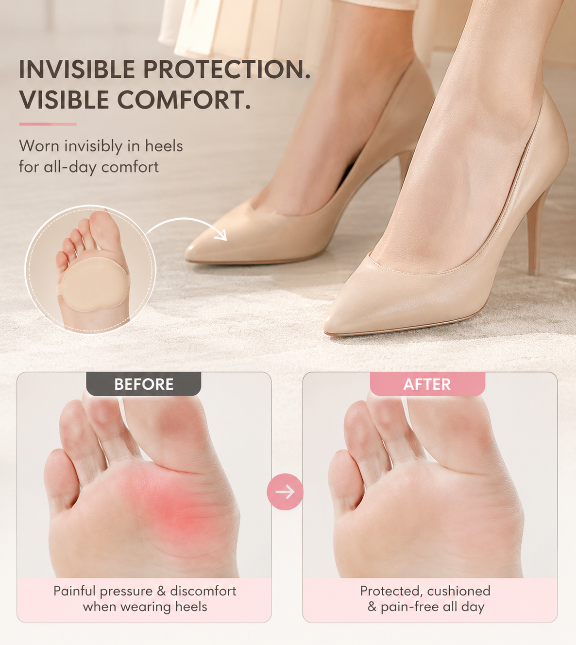 Pad worn in open-toe sandals
